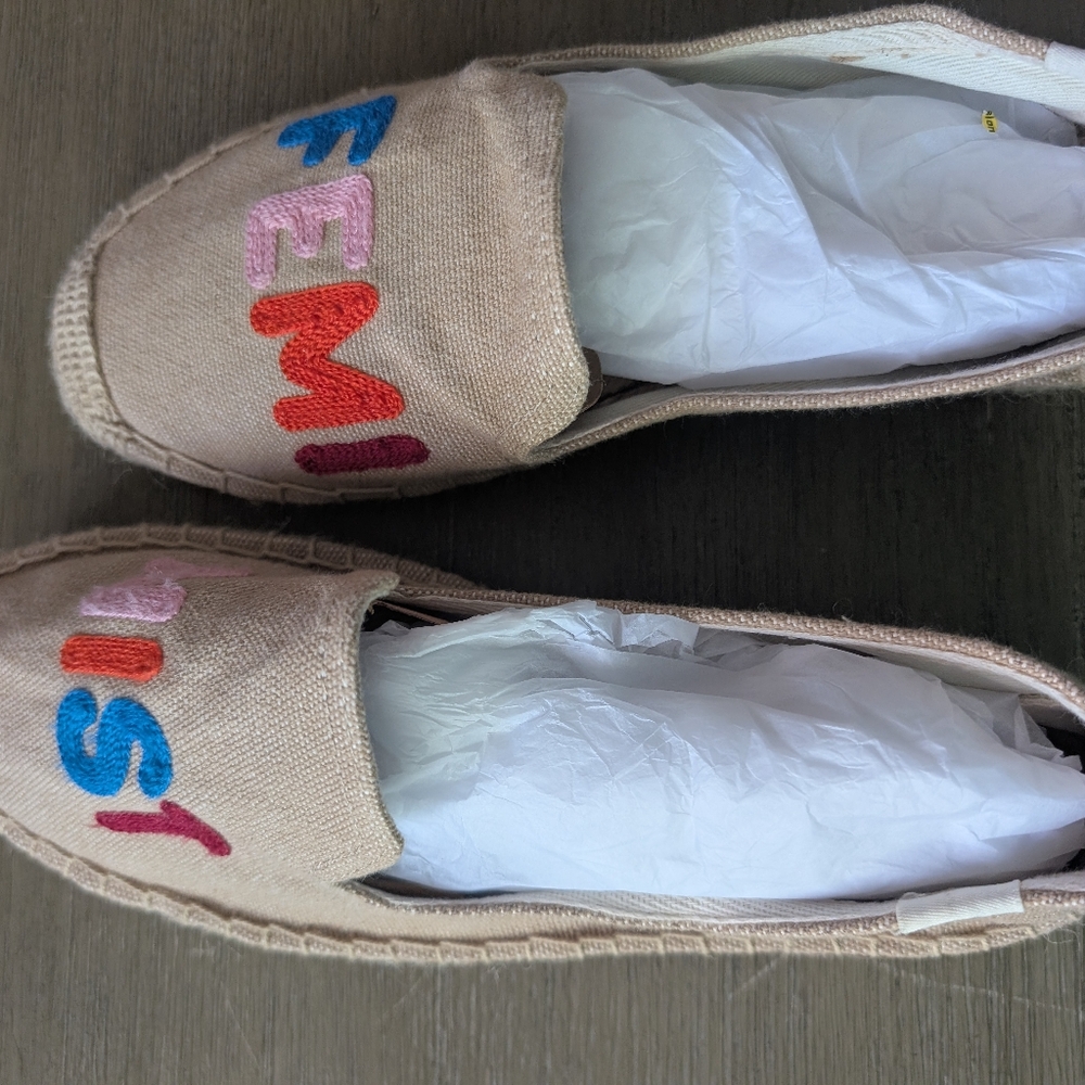 New Anthropologie Soludos Feminist embroidered Slip Ons Size 7 - Picture 6 of 7